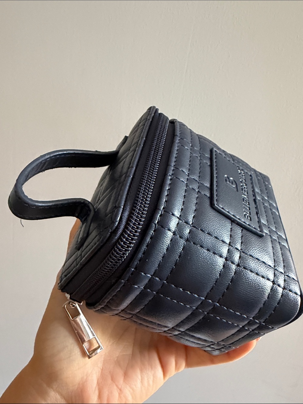 Navy Blue square lipstick case with zipper SMALL blue makeup bag
